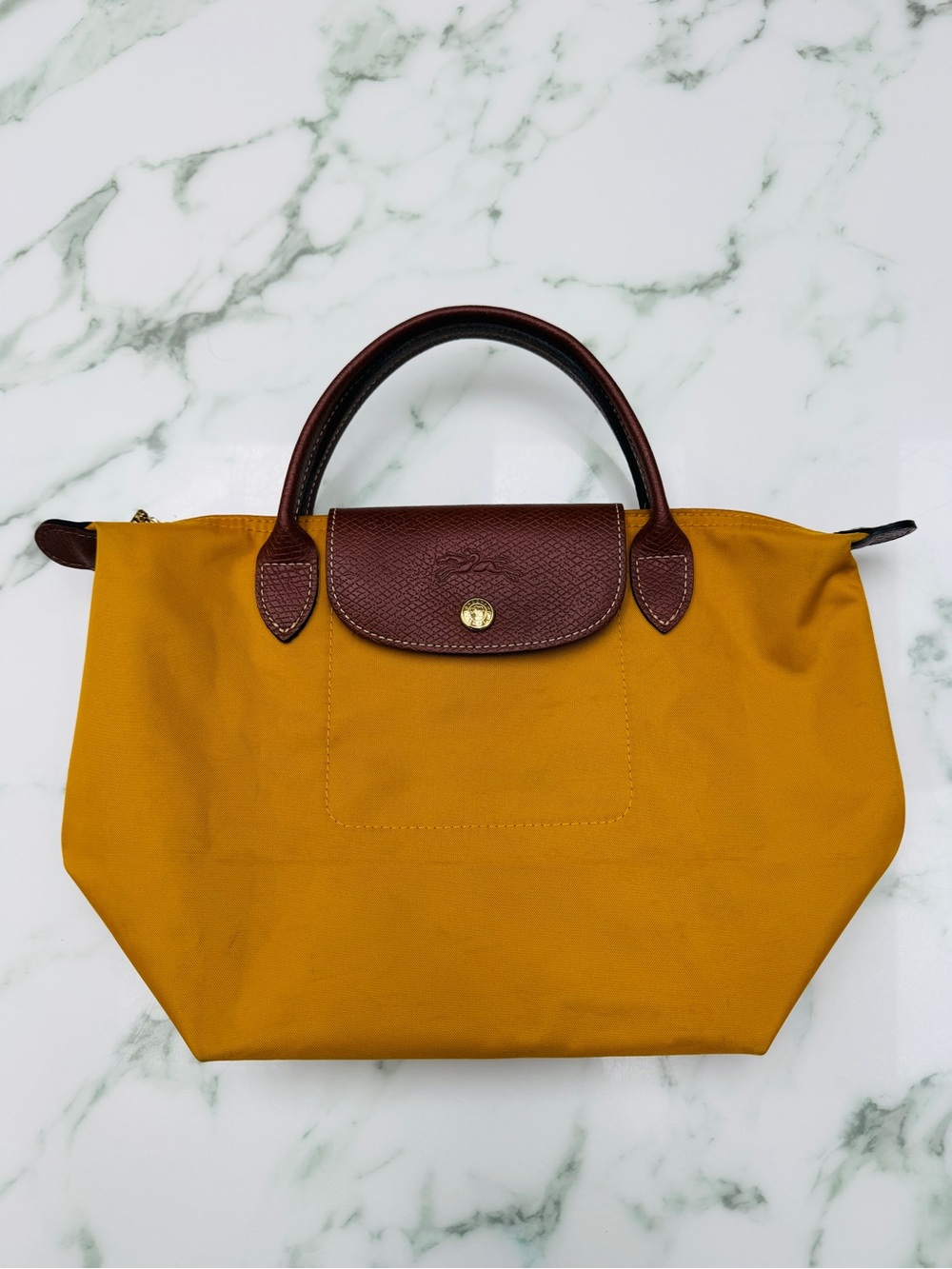 Longchamp Le Pliage Original Small Top Handle Bag - Mustard / Soleil Yellow - Picture 5 of 15